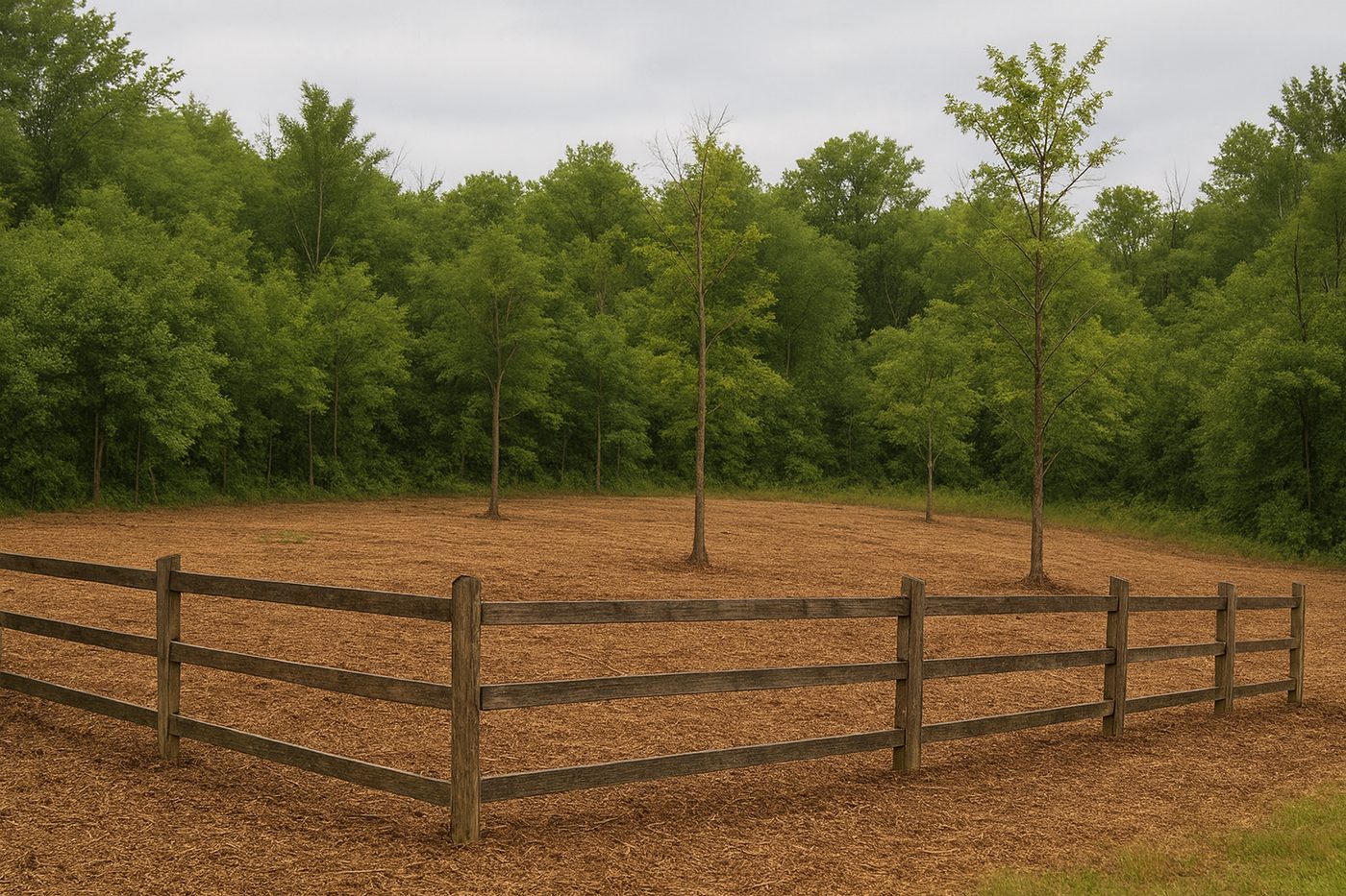 Same fence line after forestry mulching and brush removal